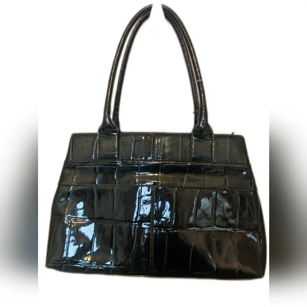 Kate Spade forest green patent leather shoulder bag purse, with bow